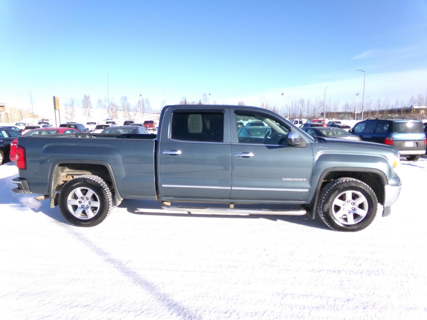 2014 Blue GMC Sierra 1500 SLT Crew Cab 4WD (3GTU2VEC4EG) with an 5.3L V8 OHV 16V engine, 6-Speed Automatic transmission, located at 2630 Philips Field Rd., Fairbanks, AK, 99709, (907) 458-0593, 64.848068, -147.780609 - Photo#2